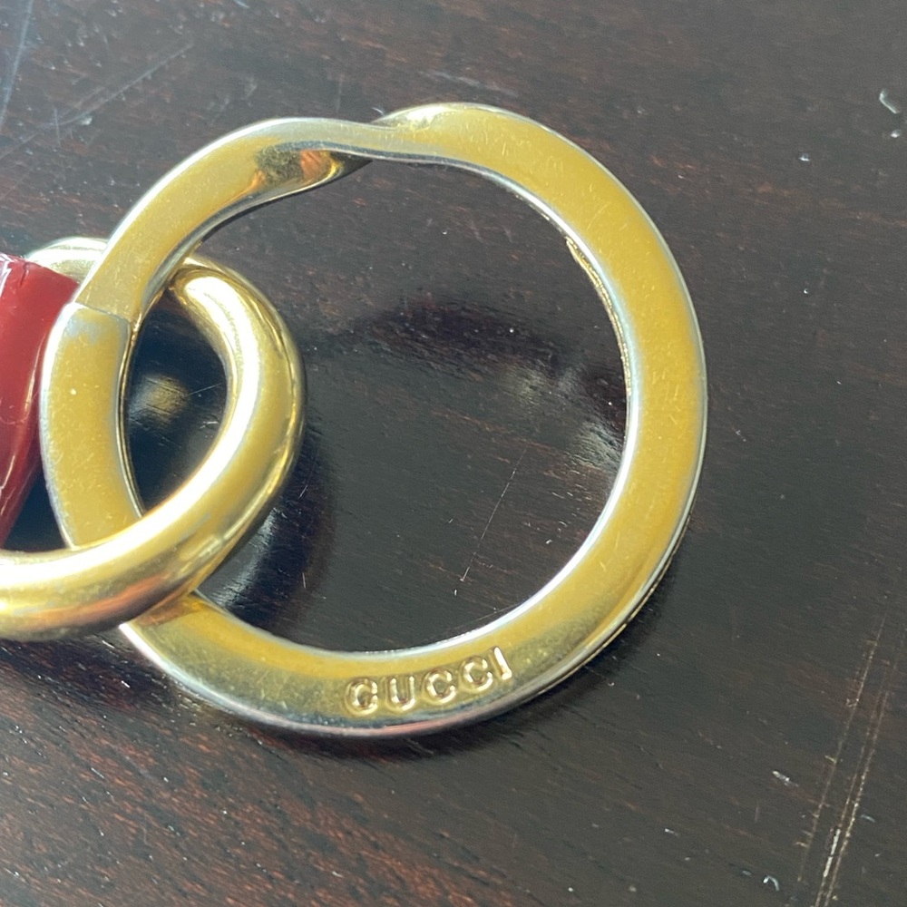 Gucci Red Patent Leather and Gold Tone Horsebit Keychain Made in Italy - Picture 2 of 6
